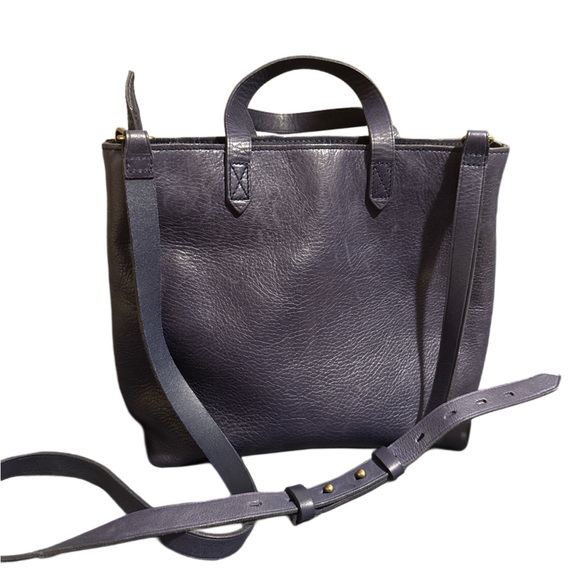 Madewell Small Navy Blue Transport Tote Crossbody Leather Bag - Picture 2 of 8